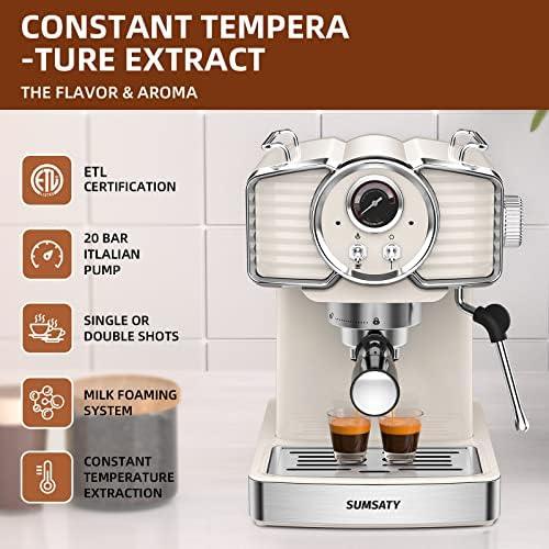 Vintage White Espresso‌ Maker: Review ​of Retro Coffee​ Machine with Milk Steamer & 20 Bar Pressure